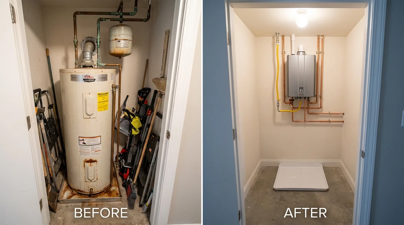Tank water heater versus wall-mounted tankless unit comparison for Newton, GA homeowners
